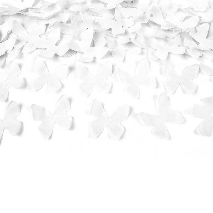 Confetti cannon with butterflies, white, 40cm