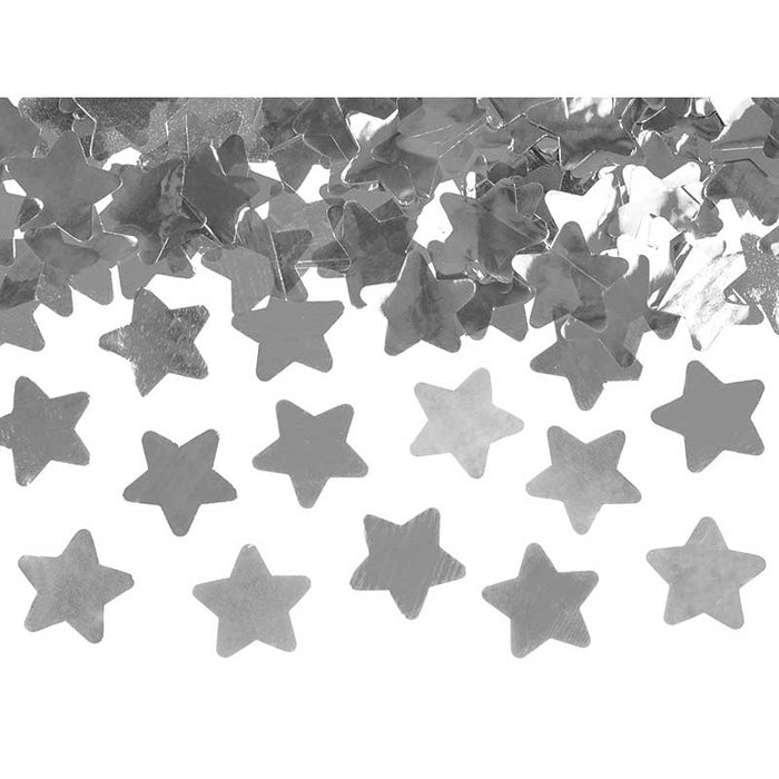 Confetti cannon with stars, silver, 60cm