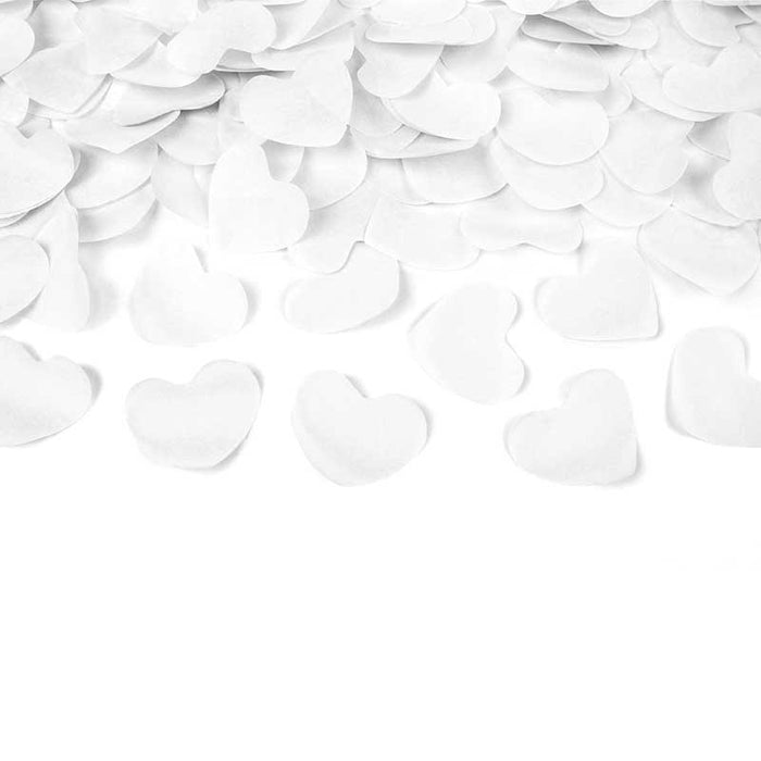 Confetti cannon with hearts, white, 40cm