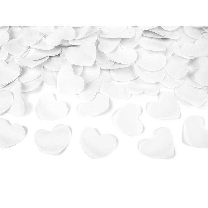 Confetti cannon with hearts, white, 60cm