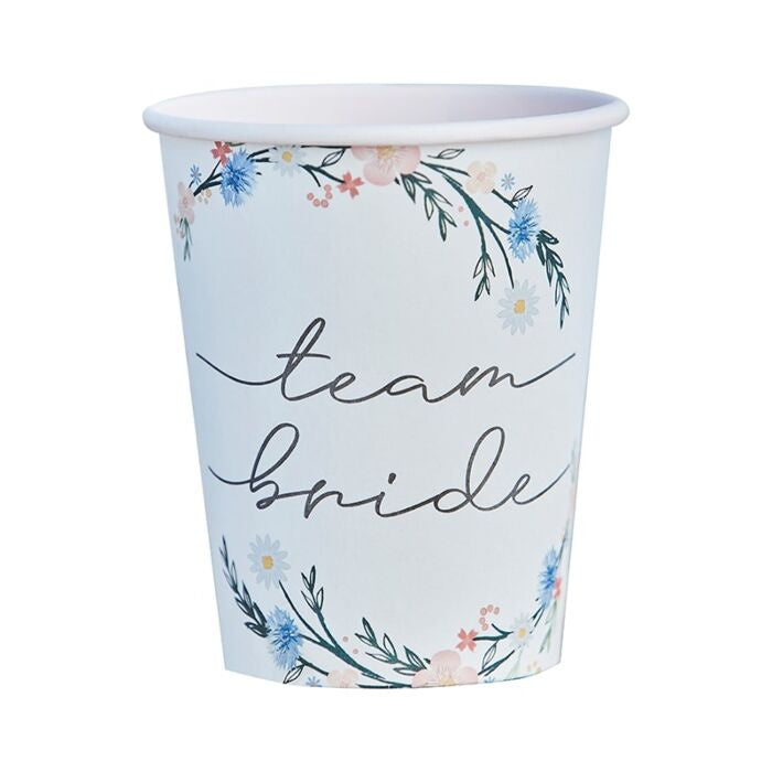 Team Bride Eco Party Cups - Boho Floral - 8pk