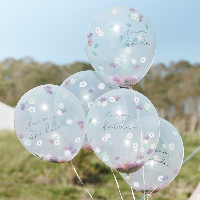 Team Bride Confetti Balloons - Boho Floral - 5pk