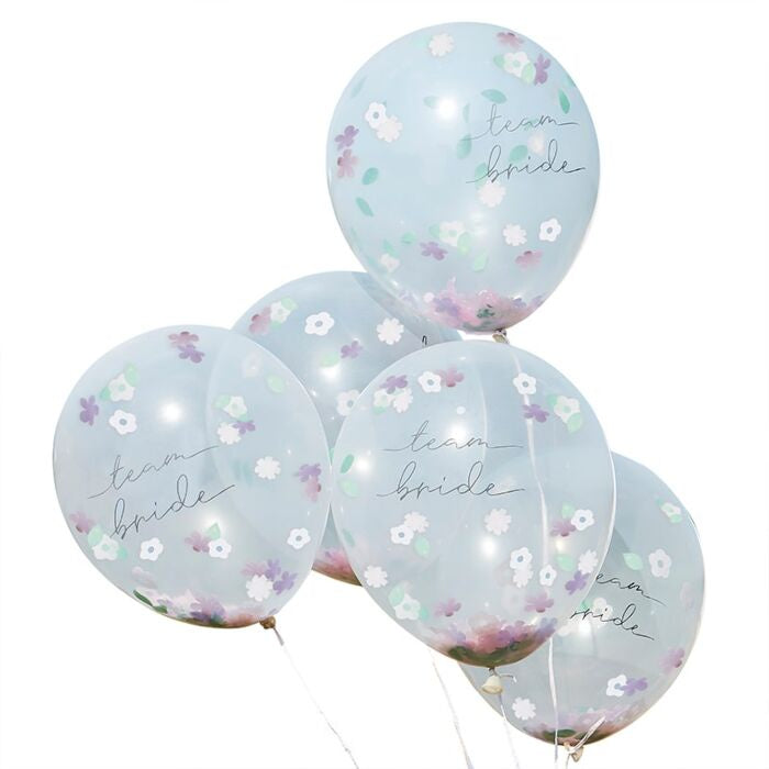 Team Bride Confetti Balloons - Boho Floral - 5pk