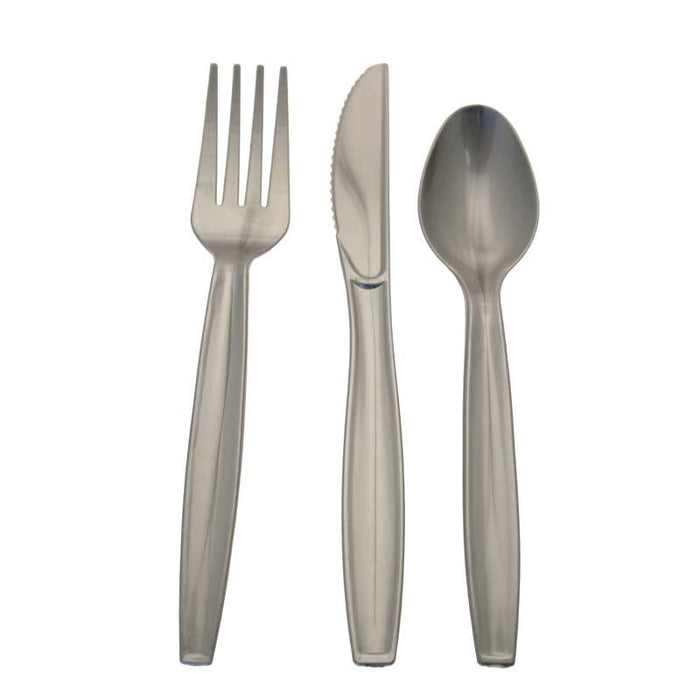 Cutlery Set - Plastic - Silver 18pk