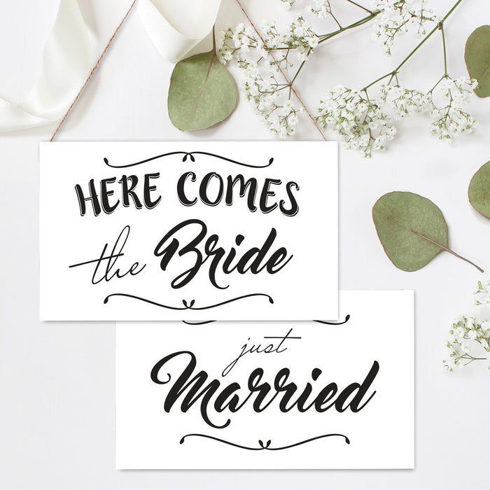 Hanging Board White 2 sided 'Here Comes the Bride'