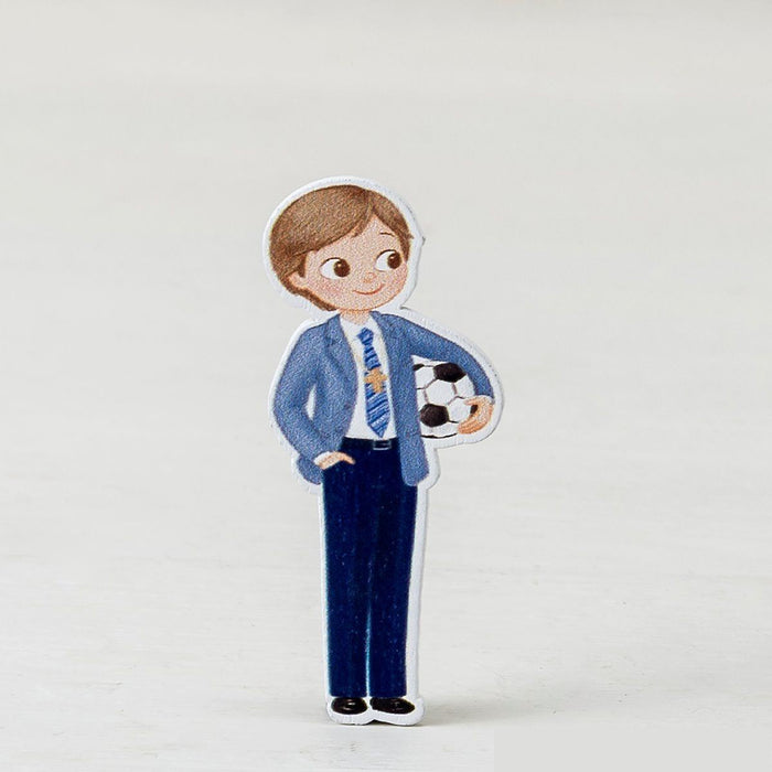 Communion Boy with Football Adhesive Ornament