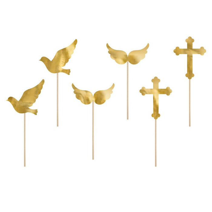 Religious Gold Cake Toppers - 3 Designs