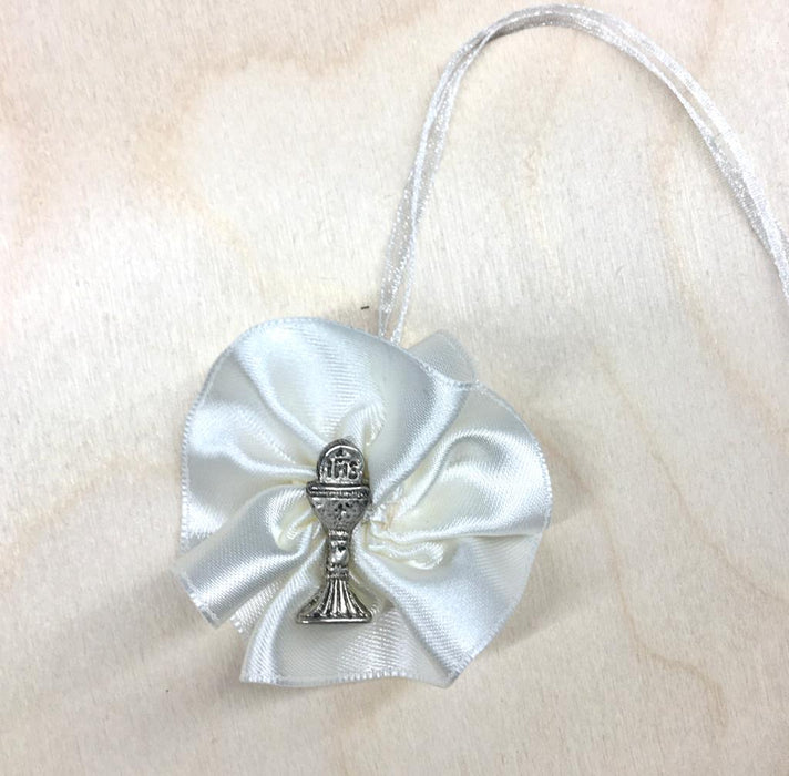 Domna for Girls - Ivory Satin with Silver Chalice