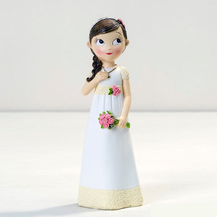 Communion Girl with Patterned Trim Cake Topper