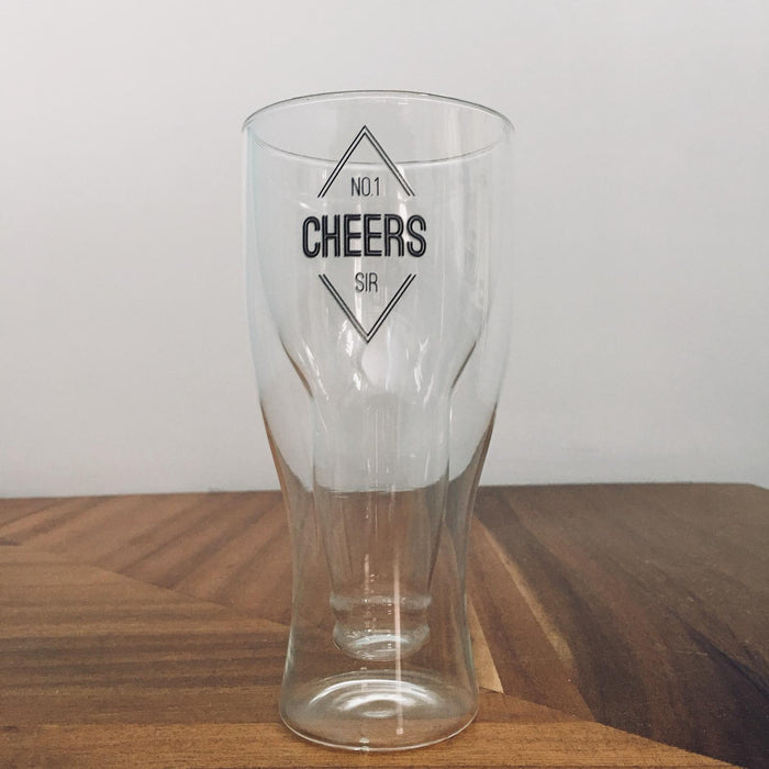 Double Wall Beer Glass Ã¢€“ Diamond Emblem Print - Cheers - No.1 Sir