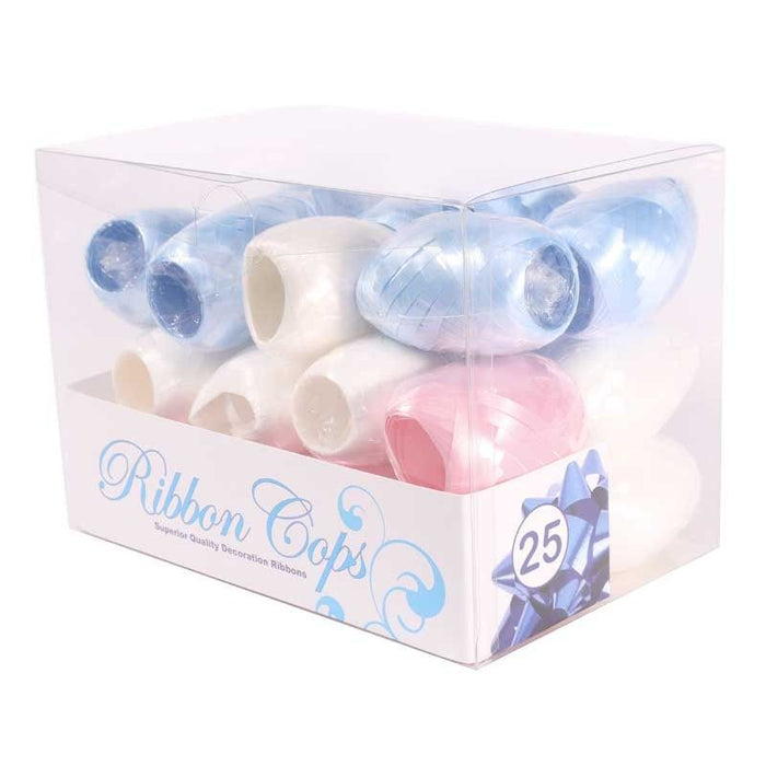 Curling Ribbon Cops - Solid Blue, White and Pink