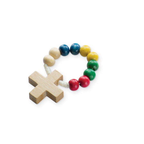 Coloured Wood on String Rosary Ring