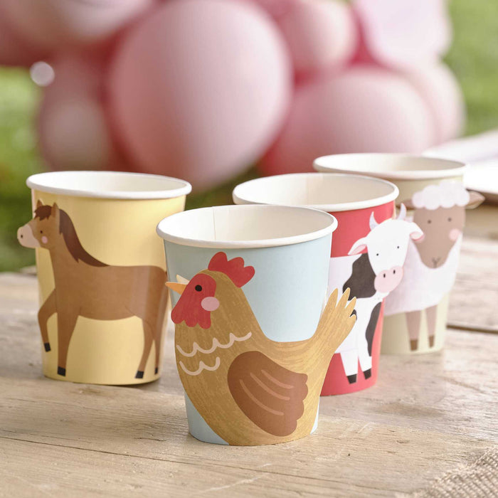 Farm Animals Paper Party Cups - 8pk