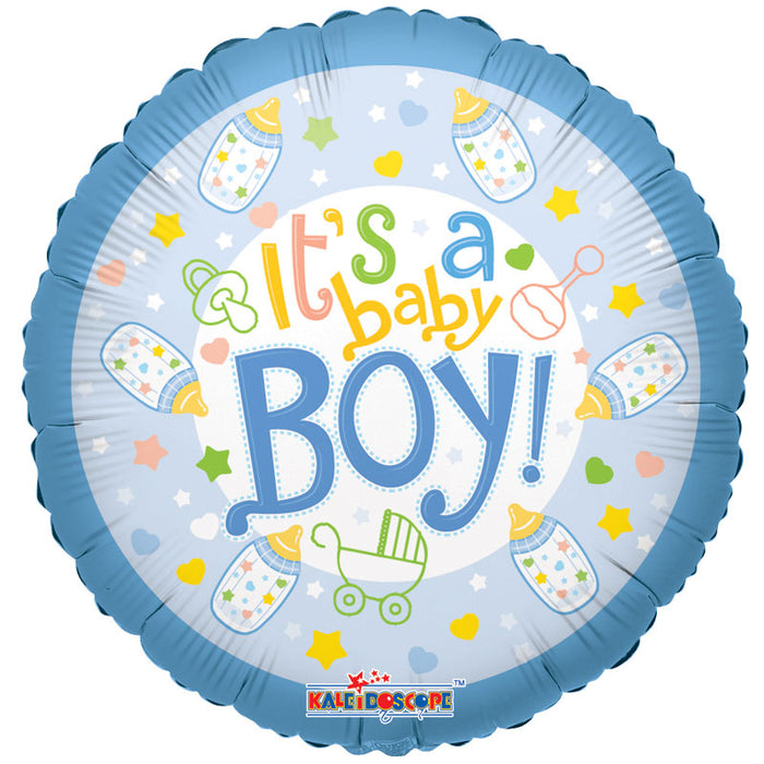 Balloon Foil Round Shape - Baby Bottle Design - It's a Boy 18"