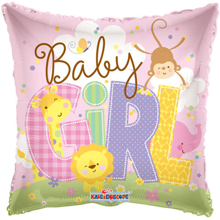 Balloon Foil Square Shape - Animals - Baby Girl 18''