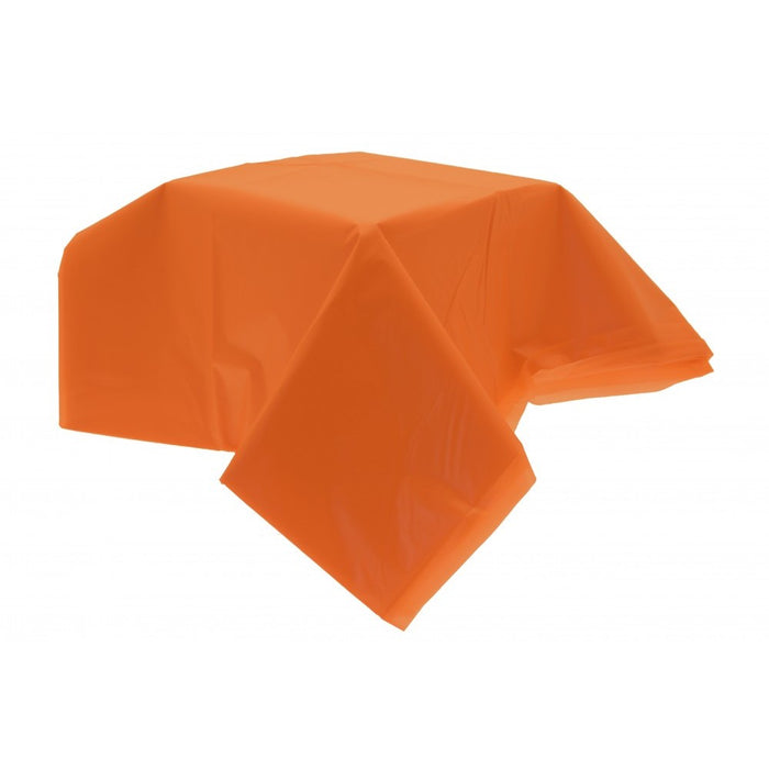 Orange Plastic Table Cover (54 X 104 Inch)