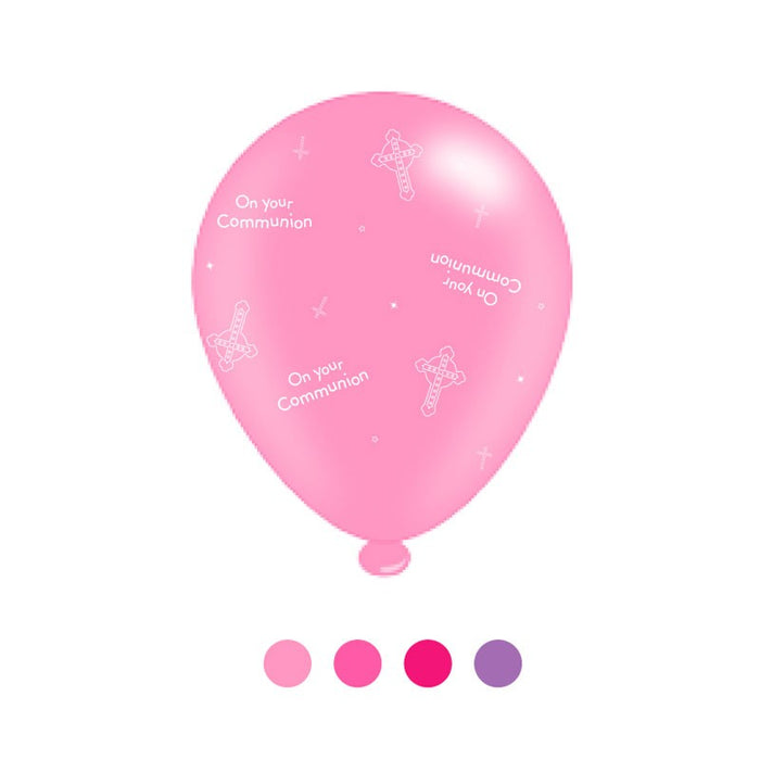 Balloons Latex - 1st Holy Communion - Pink Mixed 8pk