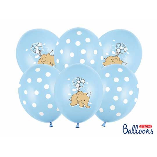 Balloons Latex - Light Blue Elephant Mix - 30cm