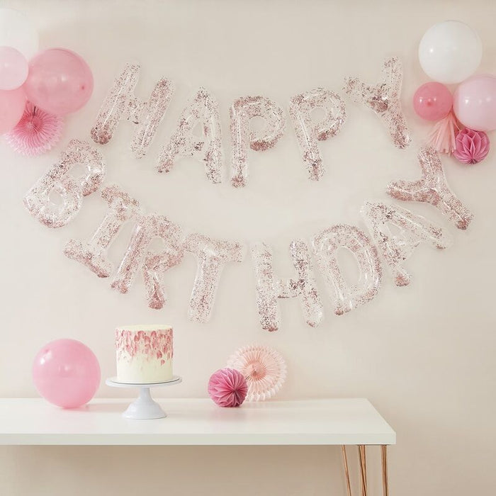 Mix It Up - Clear Happy Birthday Confetti Filled Balloons