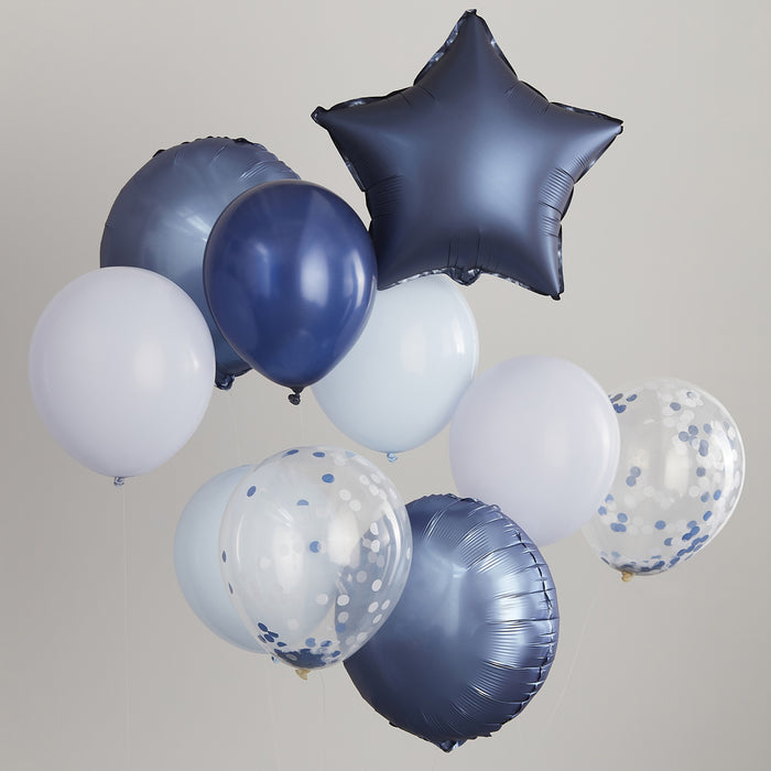 Blue, Navy & Confetti Balloon Bundle - 10pk