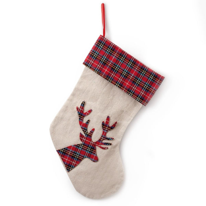 Scottish pattern 35cm Christmas deer stocking