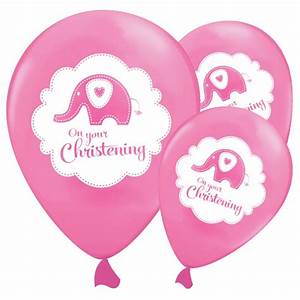 Sweet Baby Elephant Pink Christening Latex Balloons