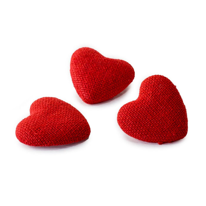 Adhesive red fabric heart x 12