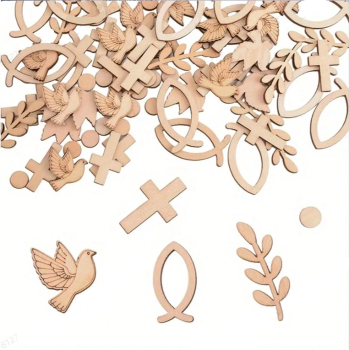 Religious Themed Wooden Table Confetti - 100pk