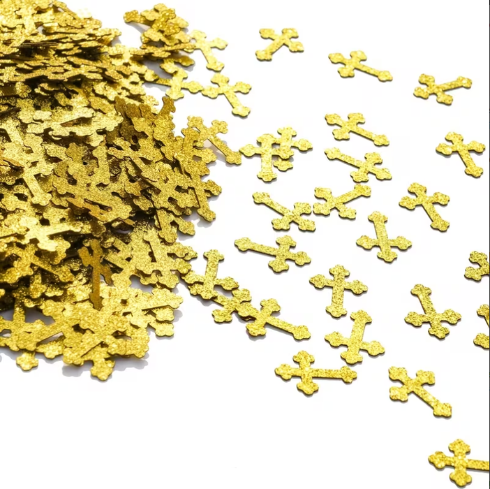 Gold Glitter Cross Table Confetti - 200pk