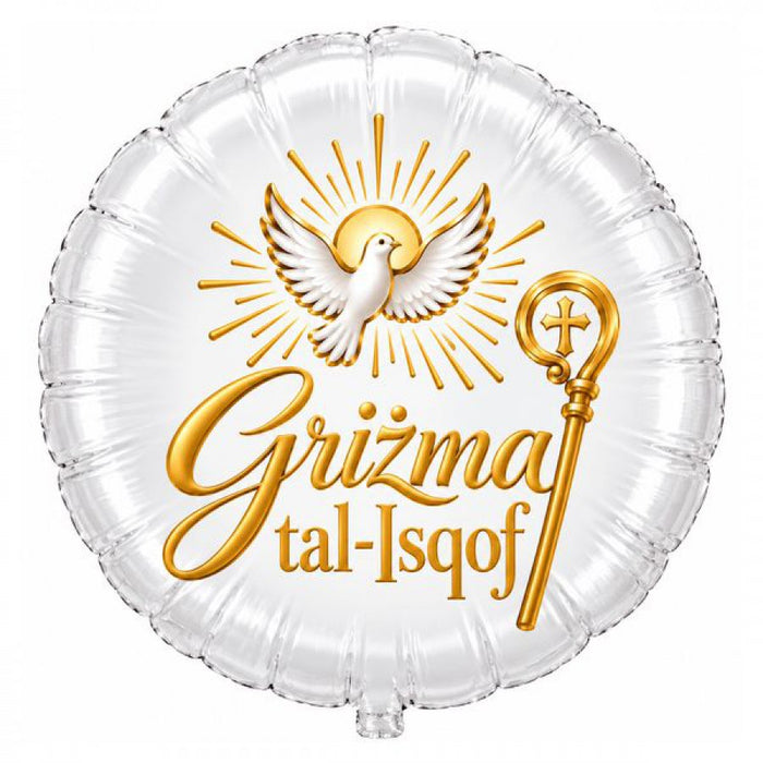 Balloon Foil Round Shape - Grizma tal-Isqof - Gold - 18''