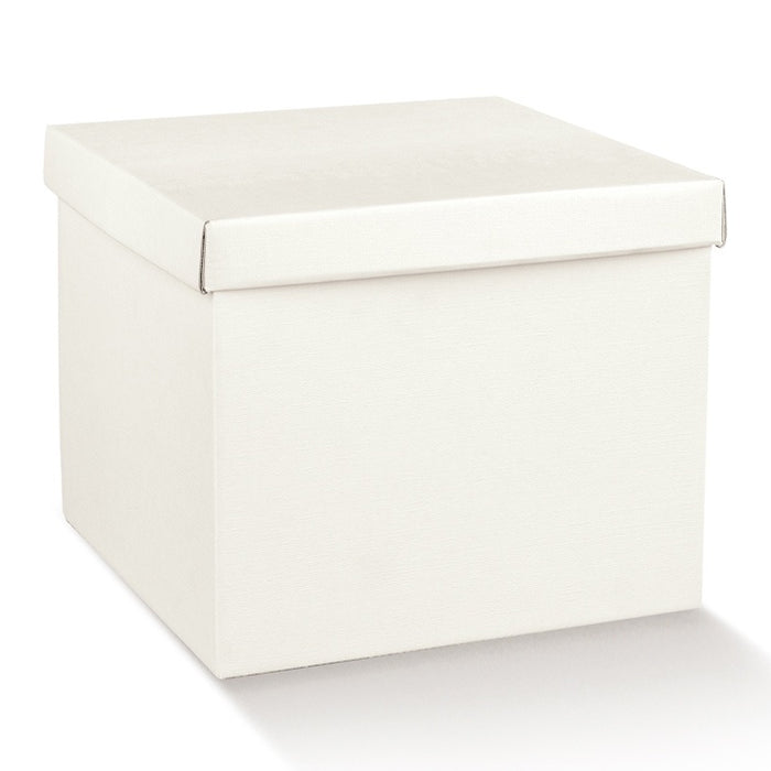 Gift Box with Lid - White Fibre- 400x400x110mm
