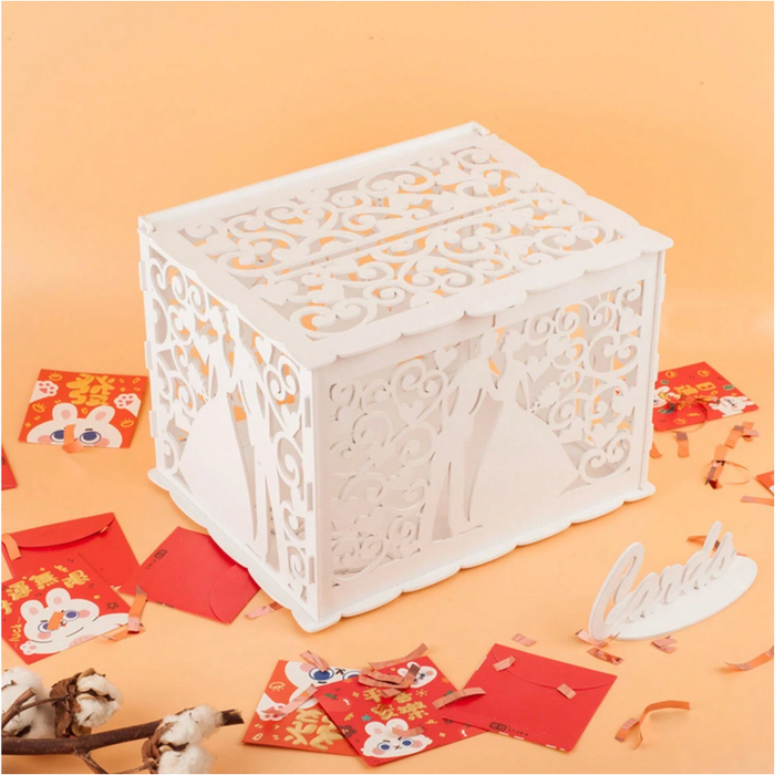 White Cutout Wedding Card Box