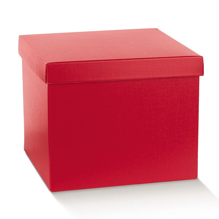 Gift Box with Lid - Red Fibre- 300x300x240mm