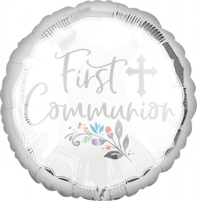 Balloon Foil Round Shape - Holy Communion - Silver