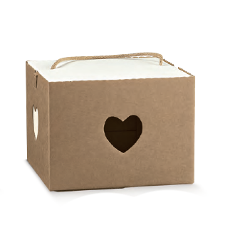 Gift Box with Handle and Heart Cutout - Kraft