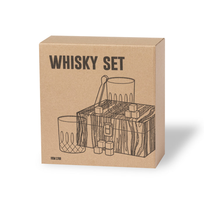 Whiskey Set - 2 Glasses + Natural Stones