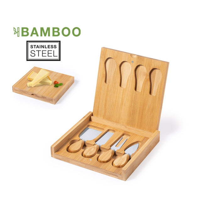 Cheese Knife Set in Foldable Bamboo Box