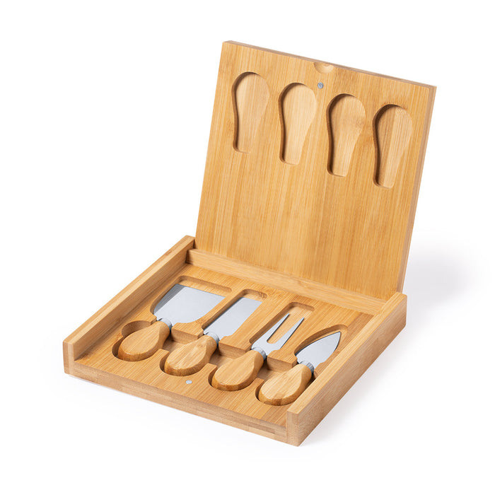 Cheese Knife Set in Foldable Bamboo Box