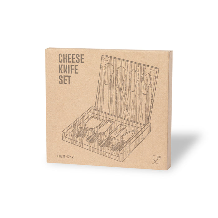 Cheese Knife Set in Foldable Bamboo Box