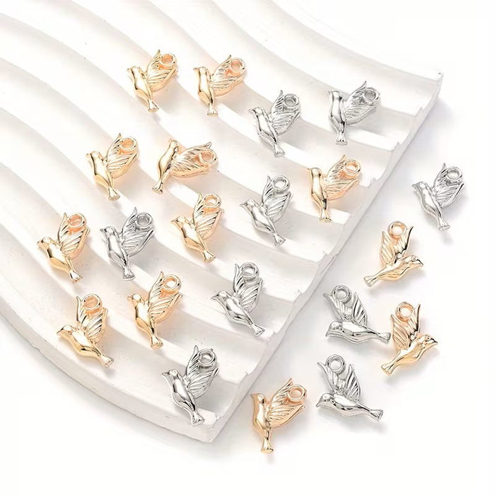 Dove in Flight Charm - Gold and Silver