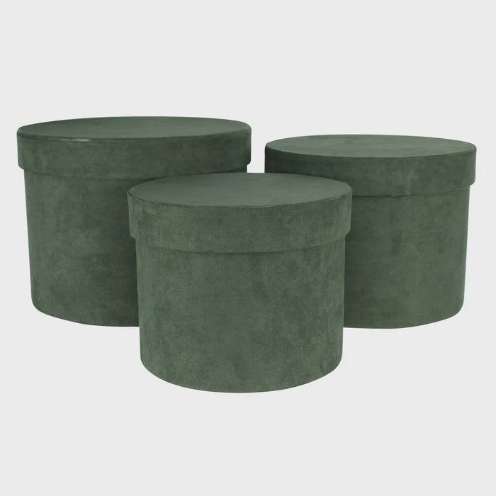 Green Velvet Hat Box - 3 sizes