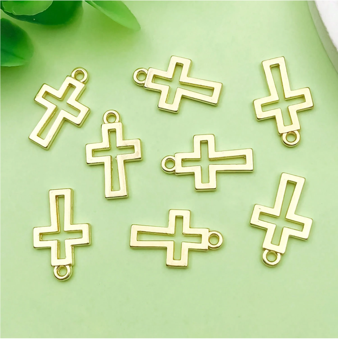 Gold Hollow Cross Charms