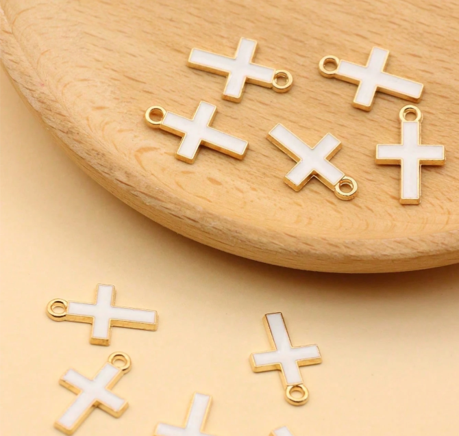 White Cross Charms