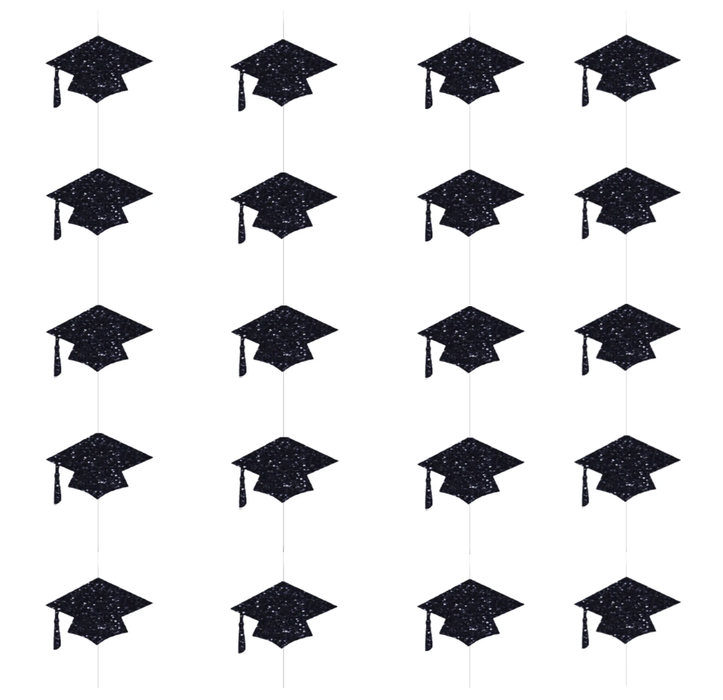 Hanging Graduation Hats Decoration - Black