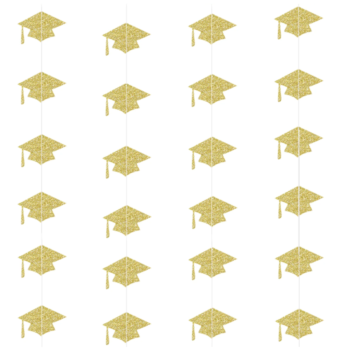 Hanging Graduation Hats Decoration - Gold