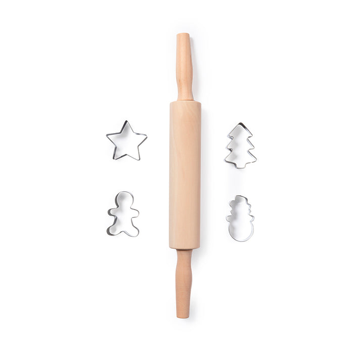 Baking Set - Rolling Pin and Christmas Cookie Cutters