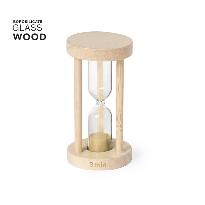 Wood and Glass Hourglass 3 minute timer