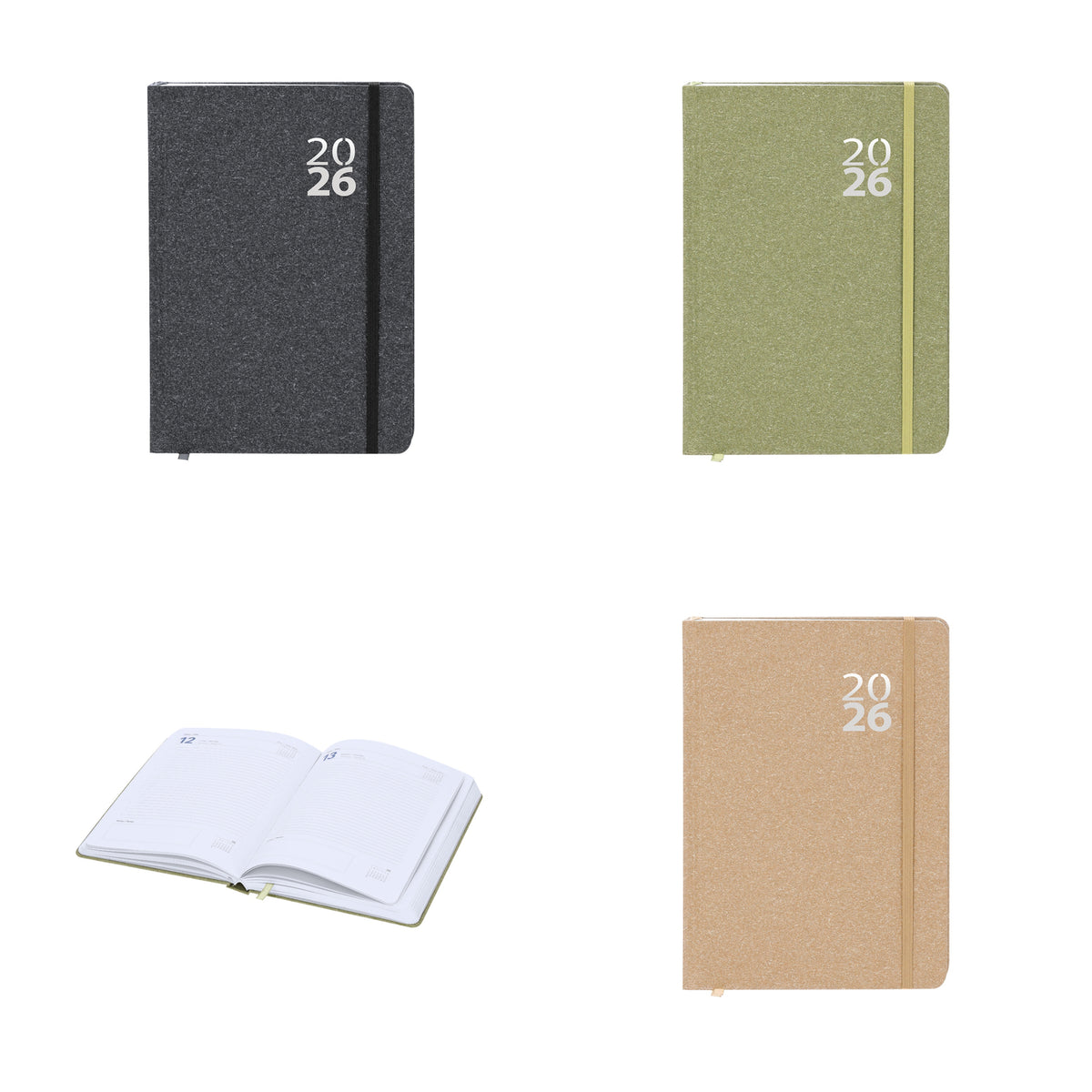 2026 Recycled Cardboard Diary A5 — Bow & Ribbon