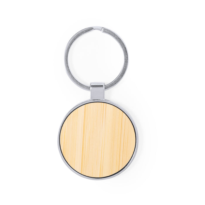 Bamboo and Metal Keyring