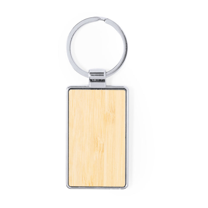 Bamboo and Metal Keyring